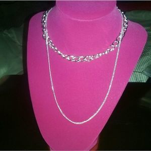 Double chain necklace choker